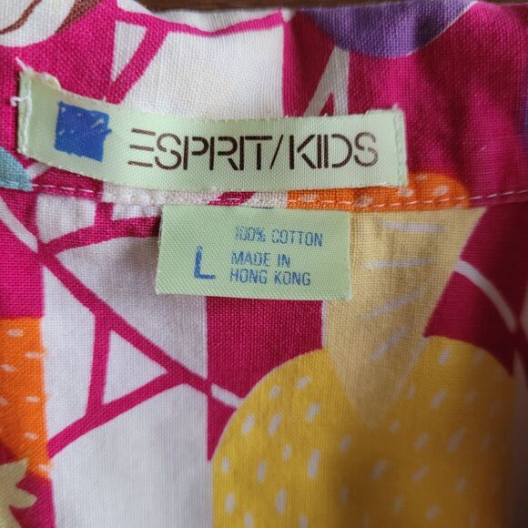 Vintage 80s Esprit Kids Food Fruit Print Button Short Sleeve Shirt Teens Sz L - Picture 4 of 14